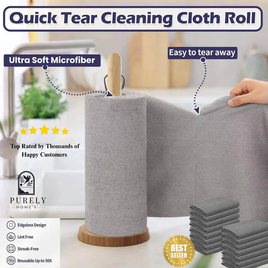 Microfiber Cleaning Cloth Roll – (25 Sheets) Reusable & Super Absorbent