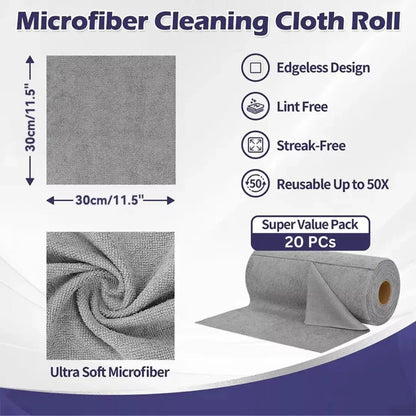 Microfiber Cleaning Cloth Roll – (25 Sheets) Reusable & Super Absorbent