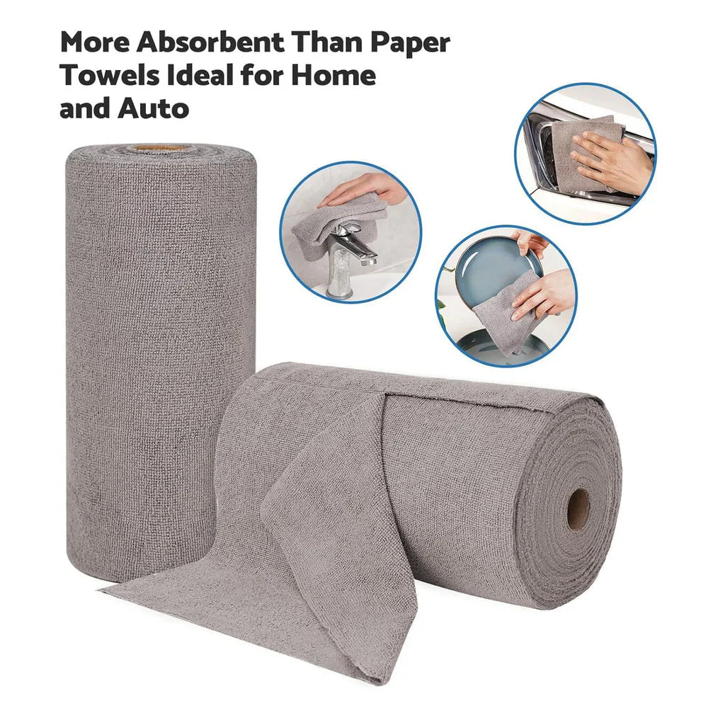 Microfiber Cleaning Cloth Roll – (25 Sheets) Reusable & Super Absorbent